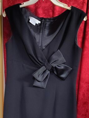 Maggy London Black Midi Dress with Bow Accent